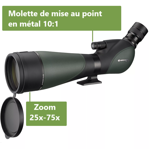 longue vue bresser pirsch 25-75 x 100 visee 45 grossissement variable ornithologie chasse